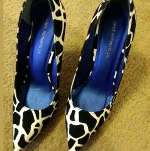 Dalmation print high heel pumps